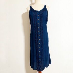 Cute Options Free Size Embroidered Button Front Midi Dress